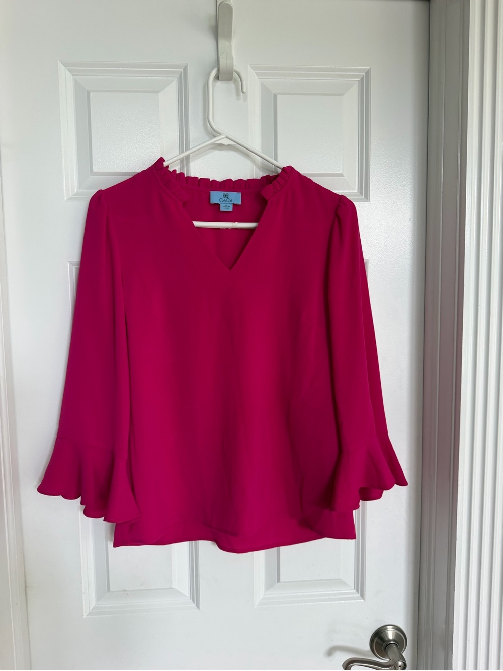 Women's Ruffle Trim V-Neck Blouse